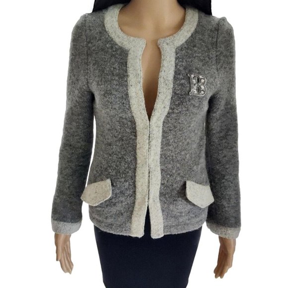 Balmain Alpaca Fur Crystal Monogram Letterman Varsity Cardigan - Picture 2 of 14